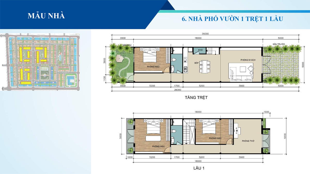 Mặt bằng nhà phố vườn Green City Bình Dương