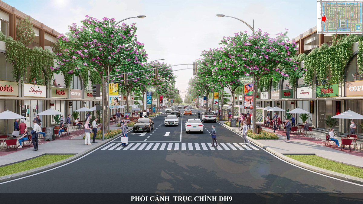 Phối cảnh 3D tổng thể dự án Green City Becamex Bình Dương với kiến trúc hiện đại, sang trọng và không gian sống xanh chuẩn mực