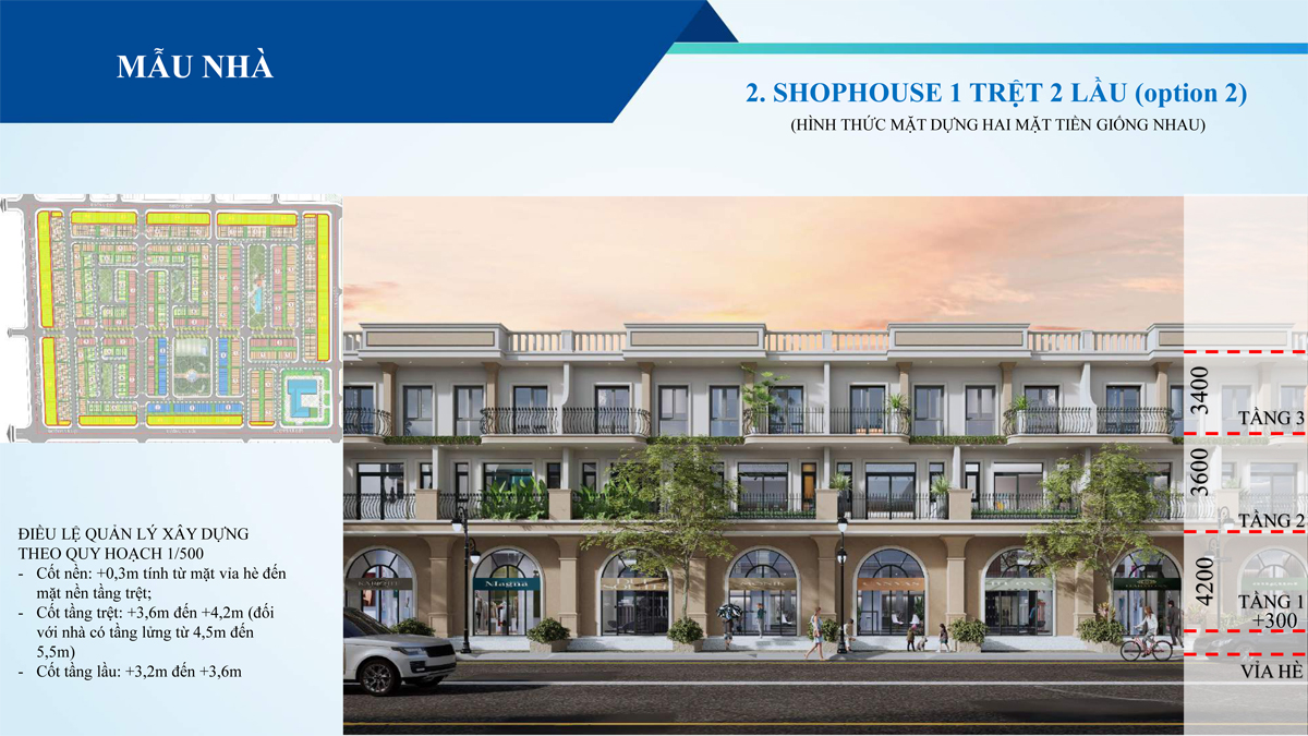 Shophouse 1 trệt 2 lầu