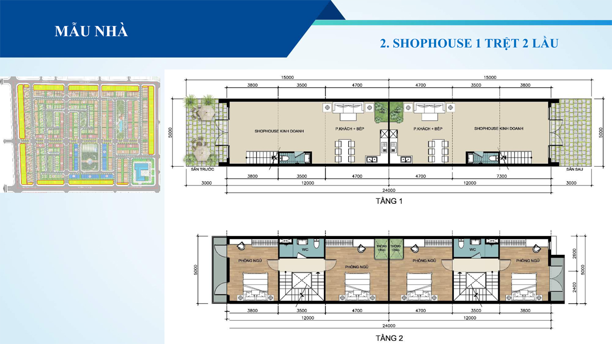 Shophouse 1 trệt 2 lầu