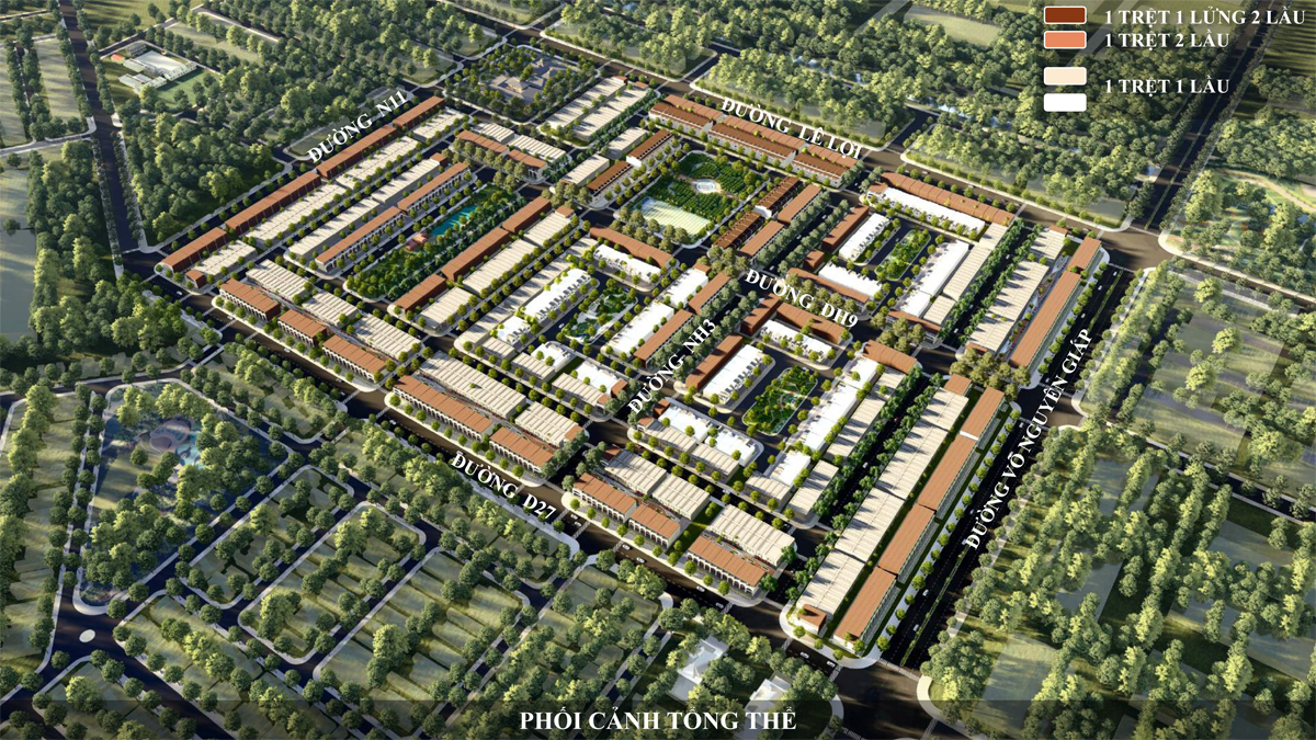 Sơ đồ chi tiết mặt bằng tổng thể dự án Becamex Green City Bình Dương, phân tách các khu vực nhà ở, thương mại, dịch vụ và mảng xanh sinh thái.